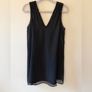 Madewell Black V-Neck Short Dress with shimmer thread detail